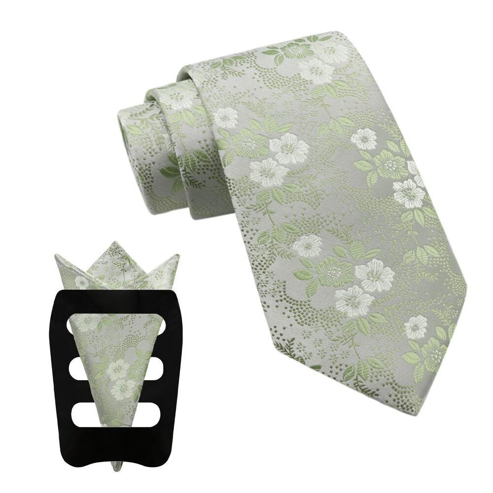 4581 Floral Ties , 3pcs/set Neck Tie Pocket Square Holder Set for Wedding
